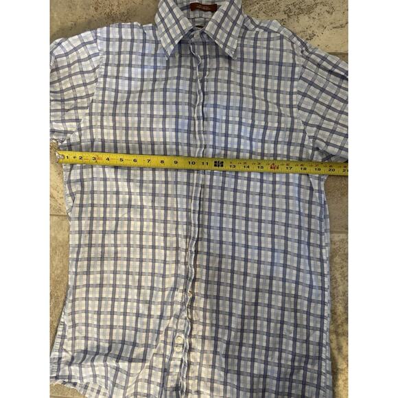Michael Kors Button Down Shirt Men's Medium 100% Cotton Blue Plaid 15 32/33 - Picture 5 of 6